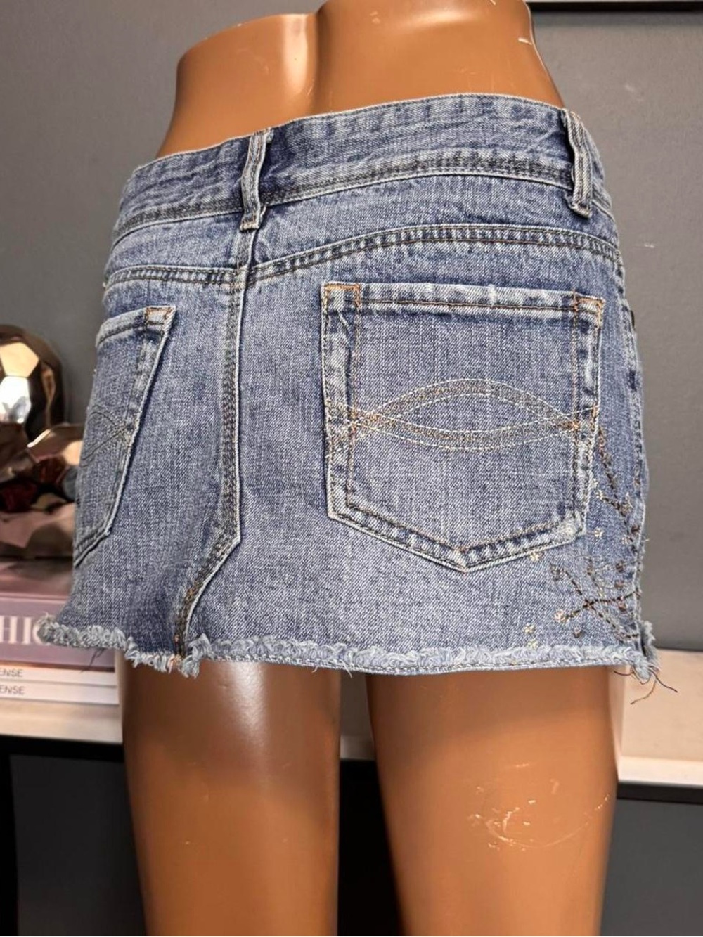 Sequin Embellished Y2K Denim ULTRA Mini Skirt